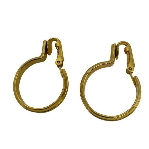 Vintage Lot of 5 sets of Clip on Earrings.  Gold tone hoops, Black fashion, Pine - Picture 2 of 7